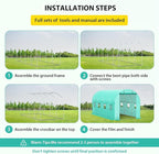 15x7x7 ft Walk-in Tunnel Greenhouse with Galvanized Steel Frame & 8 Mesh Windows, Weather-Resistant Outdoor Plant Hot House for Vegetables, Green PE Cover & 2 Roll-Up Zipper Doors