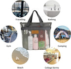 Mesh Shower Caddy Bag Portable Hanging Toiletry and Bath Organizer with Zipper for Travel, Gym, Camping, College Dorms, Beach