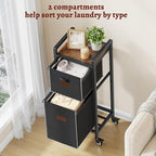 FAVOOSTY Laundry Hamper with Wheels, 70L Laundry Basket Organizer, Laundry Hamper with Shelf, 2 Section Laundry Sorter for Laundry Room Organization, Bathroom Shelf Black