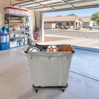 Household Essentials Commercial Laundry Cart with Rolling Caster Wheels, Natural Canvas Liner with Black Steel Frame