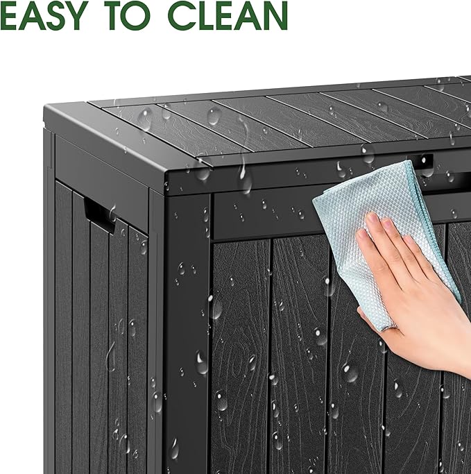 Outdoor Storage Box, Resin Deck Boxes Indoor and outdoor, Waterproof Storage Box Lockable Lid (Black,31 Gallon)