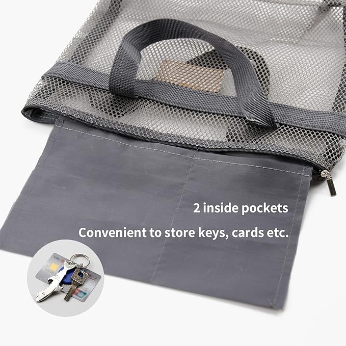 Mesh Shower Caddy Bag Portable Hanging Toiletry and Bath Organizer with Zipper for Travel, Gym, Camping, College Dorms, Beach