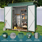 Gizoon 6' x 4' Outdoor Storage Shed with Double Lockable Doors, Anti-Corrosion Metal Garden Shed, Waterproof Shed Outdoor Storage Clearance for Backyard Patio Lawn-Green