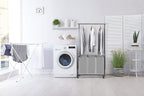 Simple Houseware 3 Bags Laundry Sorter with Extensible Clothes Hanging Rod
