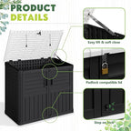 Greesum Outdoor Storage Shed 34 Cu Ft with Lockable Doors, Waterproof Outdoor Storage Cabinet for Trash Cans, Patio Cushions, Gardening Tools with Wood Grain Finish (Black)