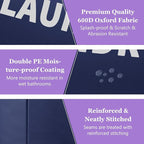 2Pcs Foldable Laundry Basket with Handles, 95L Large Clothes Hampers for Men, Tall Laundry Bin Stand Up Well, Portable Storage Basket for Family, Flat, Blue + Navy Blue
