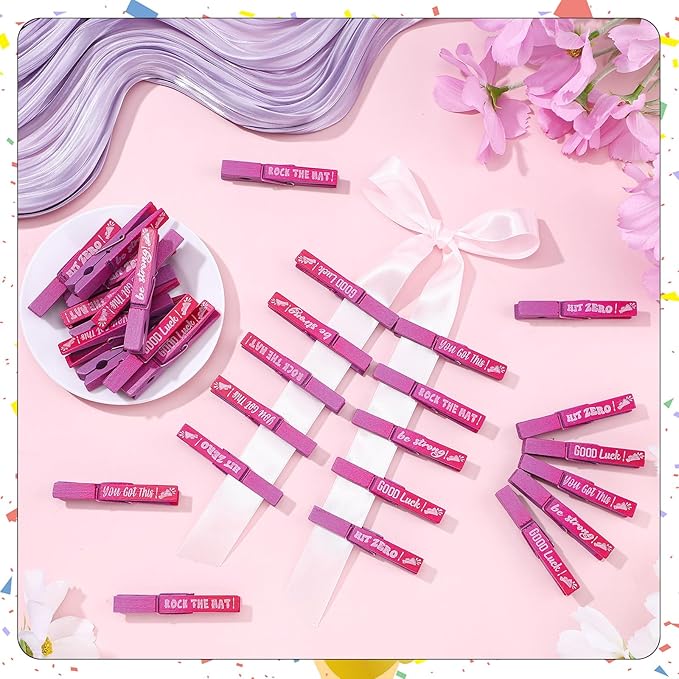 Kigeli 30 Pcs Spirit Clips Cheer Pins Cheerleader Gifts Clothes Pins for Backpacks Competition Glittered for Team Cheer Gifts Stuff Supplies Party Favors Accessories Bulk(Pink, Purple,Gradient)