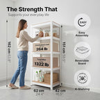 HOMEDANT House 24.4" W 5 Tier Heavy Duty Garage Shelving Adjustable Metal Rack Storage Shelves Standing Shelf Unit Organizers Pantry Closet Office White 2Pack
