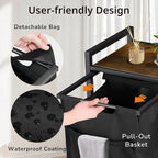 Laundry Hamper, Laundry Basket with 3 Pull-Out Removable Oxford Fabric Bags, 3 x 10.6 Gallons, Total 120L, Cloth Laundry Sorter with a Top Shelf 36.4"x13" (Black and Rust)
