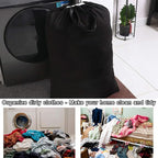 Heavy Duty Laundry Bag with Drawstring and Handle, Extra Large Travel Dirty Clothes Bag for Laundromat and Household, Durable Rip-Stop Laundry Hamper Liner, 28 x 40 Inch, Black