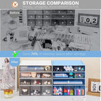 Desk Storage Organizer with 9 Drawers, 4 Tiers Stackable Desktop Craft Storage Drawers, Clear Storage Box Caddy for Stationary Makeup Jewelry Office Craft Supplies (Blue)