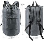 BeeGreen Gray Laundry Backpack w Adjustable Shoulder Straps & Drawstring College Dorm Room Essentials w Handle for Travel Trip Lightweight Durable Laundry Bag Hamper Portable