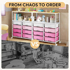 Rolling cart with 8 drawers,Storage drawer cart with wooden tabletop,Lockable wheels organizer for homeschool, arts & crafts, classroom, office & creative spaces (Pink)