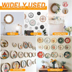 14 Pcs Invisible Plate Hangers for The Wall - 4/6/8/10 Inch Stainless Steel Decorative Plate Holers for Display, Artwork & Home Decor (Includes 14 Wall Hooks & 56 Tip Protectors & Guide)