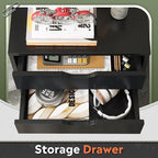 DEVAISE 7-Drawer Chest, Wood Drawer File Cabinet with Wheels, Black