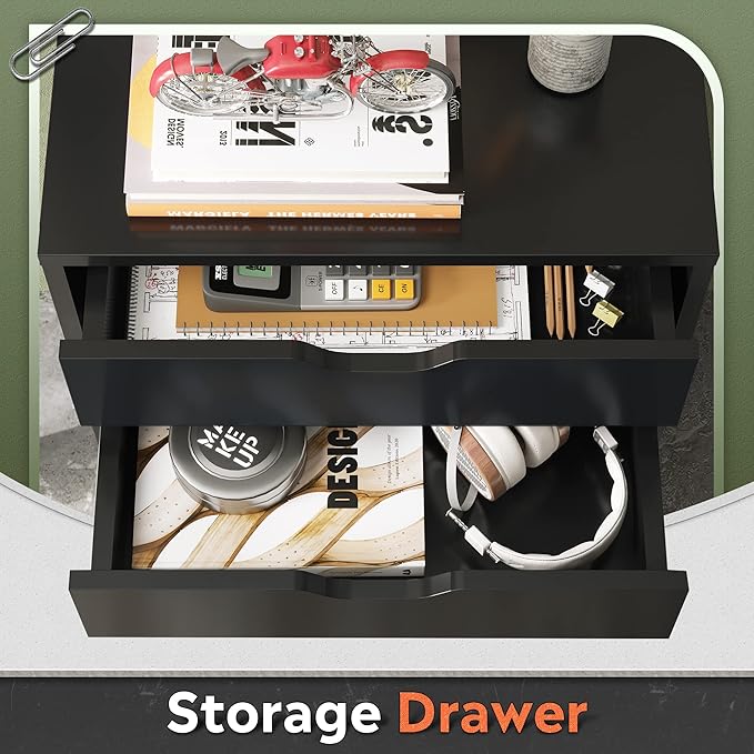 DEVAISE 7-Drawer Chest, Wood Drawer File Cabinet with Wheels, Black