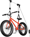 Bike Hoist, Heavy Duty Ebike Lift Pulley System for Garage Ceiling Overhead Storage for Bicycle, Ladders, Snowboard, Holds Up to 85 lbs Capacity, Fit 10-16 Foot High Ceilings