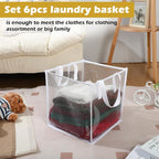 Zopeal 6 Pack Popup Laundry Hamper 13 Inch Collapsible Laundry Baskets with Handles Mesh Clothes Baskets Portable Single Layer Foldable Clothes Hamper Square Bin for Washing (White,Single-layer)