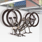 FLEXIMOUNTS 3x6 Overhead Garage Storage Adjustable Ceiling Storage Rack with 4-Pack Add-On Storage Flat Hook Accessory, 72" Length x 36" Width x 40" Height Storage Rack, White