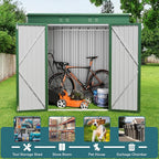 Gizoon 6' x 4' Outdoor Storage Shed with Double Lockable Doors, Anti-Corrosion Metal Garden Shed, Waterproof Shed Outdoor Storage Clearance for Backyard Patio Lawn-Green