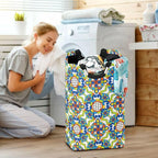 Mexico Talavera Tiles Laundry Basket for College Dorm,50L Collapsible Portable Laundry Hamper Storage Basket for Toys Clothes Organizer