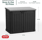 Keter Store-It-Out Prime XL 4.75 x 2.6 Foot Resin Outdoor Storage Shed with Double Doors and Easy Lift Hinges, Perfect for Trash Cans, Garden and Yard Tools, and Pool Toys, Black