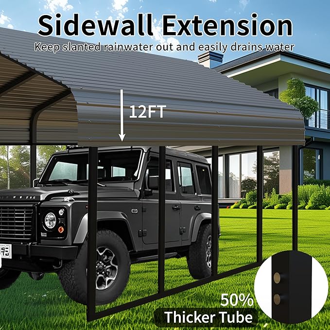 20x30 FT Heavy Duty Metal Carport - Galvanized Steel Car Shelter Garage Kits for 3 Car, RVs, Boats & Outdoor Storage