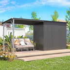 AECOJOY 8x4 FT Outdoor Storage Shed & Hardtop Gazebo Combo, 14x4FT Metal Lean to Shed with 6‘x4’ Open Pergola, 2-in-1 Tool Sheds & Outdoor Storage for Patio, Backyard, Garden
