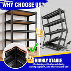 2 Pack Heavy Duty Garage Shelving - 1900 LBS Capacity 5-Tier Metal Storage Shelves, 71"H x 28"W x 12"D Adjustable Steel Utility Rack, Compact Storage Shelf for Pantry, Closet, Basement, Shed - Black