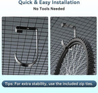 Bike Hooks for Garage Ceiling Storage Racks, 4 Pack Heavy-Duty Steel Thickened Flat Hooks, Supports Up to 50 lbs, Bike Hanger Add-On Overhead Garage Storage Rack & Wall Shelving, Black