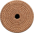 Creative Co-Op Woven Rattan Toilet Paper Roll Storage with Lid, Natural