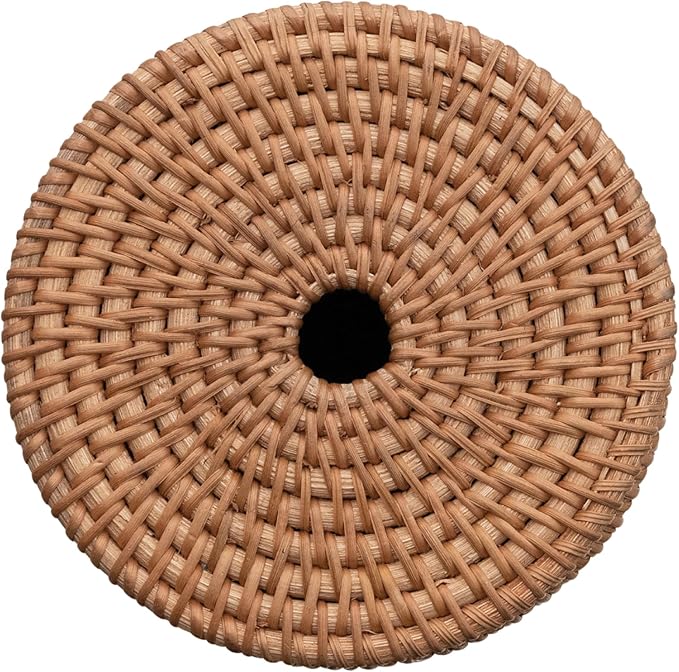 Creative Co-Op Woven Rattan Toilet Paper Roll Storage with Lid, Natural