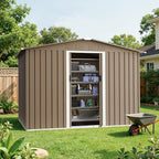 Kullavik 8FT x 6FT Outdoor Storage Shed with Floor and Lockable Doors,Waterproof Metal Garden Tool Shed,Galvanized Steel shed for Backyard,Garden,Patio