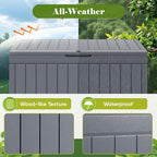 Flamaker Outdoor Storage Box 80 Gallon Resin Waterproof Deck Box Delivery Box with Wood Texture Large Storage Bin for Patio Cushions, (Grey)