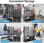 Ski Storage Rack-Holder Garage - Freestanding Ski Equipment Organizer Ski Boot Snowboard Rack Stand Snow Gear Storage