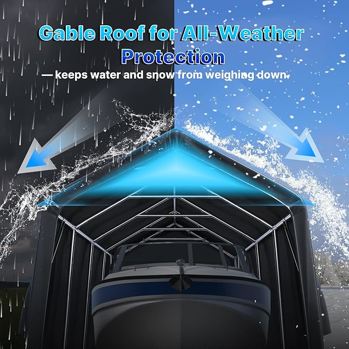 ADVANCE OUTDOOR 10X20 ft Carport Heavy Duty Outdoor Patio Portable Canopy Storage Shelter Shed with 2 Rolled up Zipper Doors & Vents for Snowmobile Garden Tools, Gray