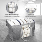 BALEINE 4-Pack Oversized Moving Bags with Reinforced Handles, Heavy-Duty Storage Tote Moving Supplies for Packaging, Camping (Gray w/Window, 4-Pack)