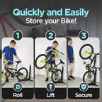 Bike Nook Pro Stand & Vertical Storage Rack - 4 Pack with connectors - The Original Vertical Bicycle Floor Stand for Garage Storage and Indoor and Outdoor use, No Drilling Required