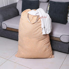 Extra Large Laundry Bag with Drawstring and Handle, Heavy Duty Travel Dirty Clothes Bag for Laundromat and Household, Durable Rip-Stop Laundry Hamper Liner, 28 x 40 Inch, Check Orange