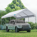 ADVANCE OUTDOOR 12x20 ft Canopy Garage Heavy Duty Carport Car Boat Shelter Party Tent, Adjustable Peak Height from 9.5ft to 11ft, White