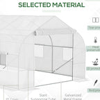 20' X 10' 7' Gardening Hot House, Steel Frame, Zippered Mesh Door, Enhance Plant Care, White Large Walk-in Tunnel Greenhouse, 20'x10'x7', Galvanized 8 Windows,