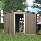 Kullavik 8FT x 6FT Outdoor Storage Shed with Lockable Doors,Waterproof Metal Garden Tool Shed,Galvanized Steel shed for Backyard,Garden,Patio