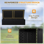 Flamaker Resin Deck Box 270 Gallon, Waterproof Imitation-Wood Lockable Storage Box with Separator Plate Outdoor Indoor, Garden, Patio Furniture for Tools&Pool Accessories (Black)