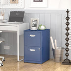 2 Drawer File Cabinet with Lock,Blue Metal Office Drawers Filing Cabinets for Home Office, Two Drawer Under Desk File Cabinet for Hanging Letter,Easy Assemble