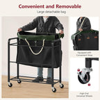 Tajsoon 148L Large Laundry Sorter 3 Section, Laundry Hamper with Heavy Duty Lockable Wheels, Rolling Laundry Basket with Super Sturdy Metal Frame and Handle, Removable Bags & Leather Patchwork, Black