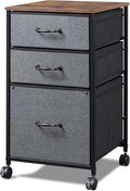 DEVAISE Mobile File Cabinet, Rolling Printer Stand with 3 Drawers, Fabric Vertical Filing Cabinet fits A4 or Letter Size for Home Office, Rustic Brown