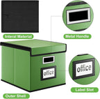 Huolewa Portable Leather File Organizer Storage Boxes, Collapsible File Folder Organizer Boxes with Lids, Document Organizer, Decorative Filing Box Cabinet for Letter/Legal File Folder Storage