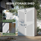Aoxun 64 Cu.Ft Outdoor Storage Shed with Floor, Waterproof Horizontal Resin Cabinet for Garage Storage, Pool Storage, Bike Shed, Garden Shed