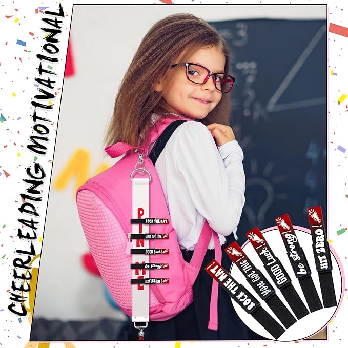 Kigeli 30 Pcs Spirit Clips Cheer Pins Cheerleader Gifts Clothes Pins for Backpacks Competition Glittered for Team Cheer Gifts Stuff Supplies Party Favors Accessories Bulk(Black, Red,Gradient)