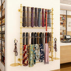 12 Layers Gold Wall Display Stand Wrapping Paper Ribbon Organizer Tie Scarf Rack Belt Towel Holder Spool Hijab Stand Metal Shelving for Home, Retail Stores, Flower Shop, Studio, Sewing-80cm